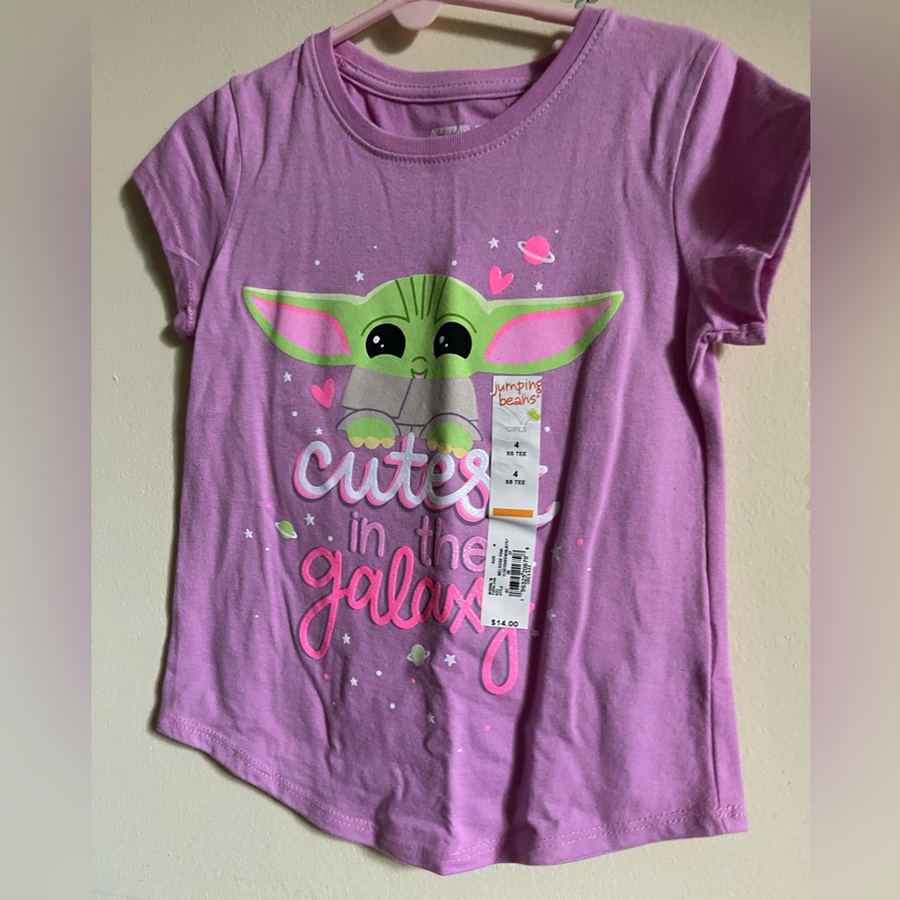 Girls 4 Star Wars Cutest in the Galaxy Grogu Short Sleeve Graphic Tee NWT